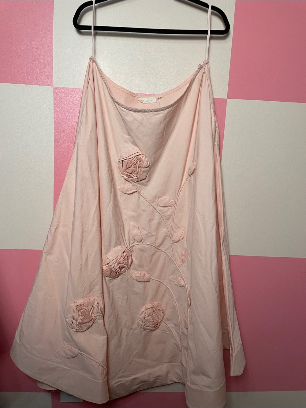 Women’s Light Pink Floral Appliqué A-Line Skirt